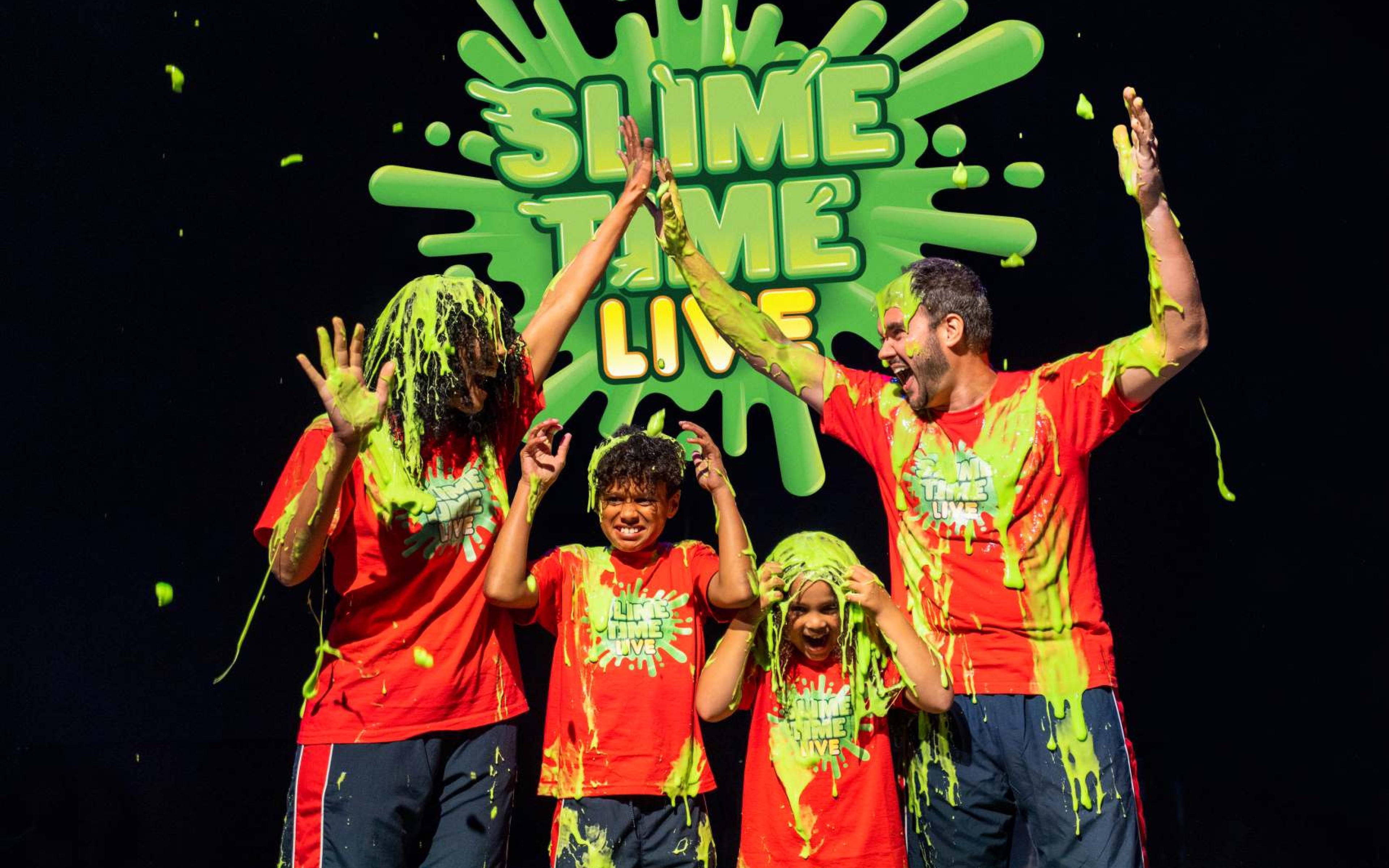 family with slime on main stage