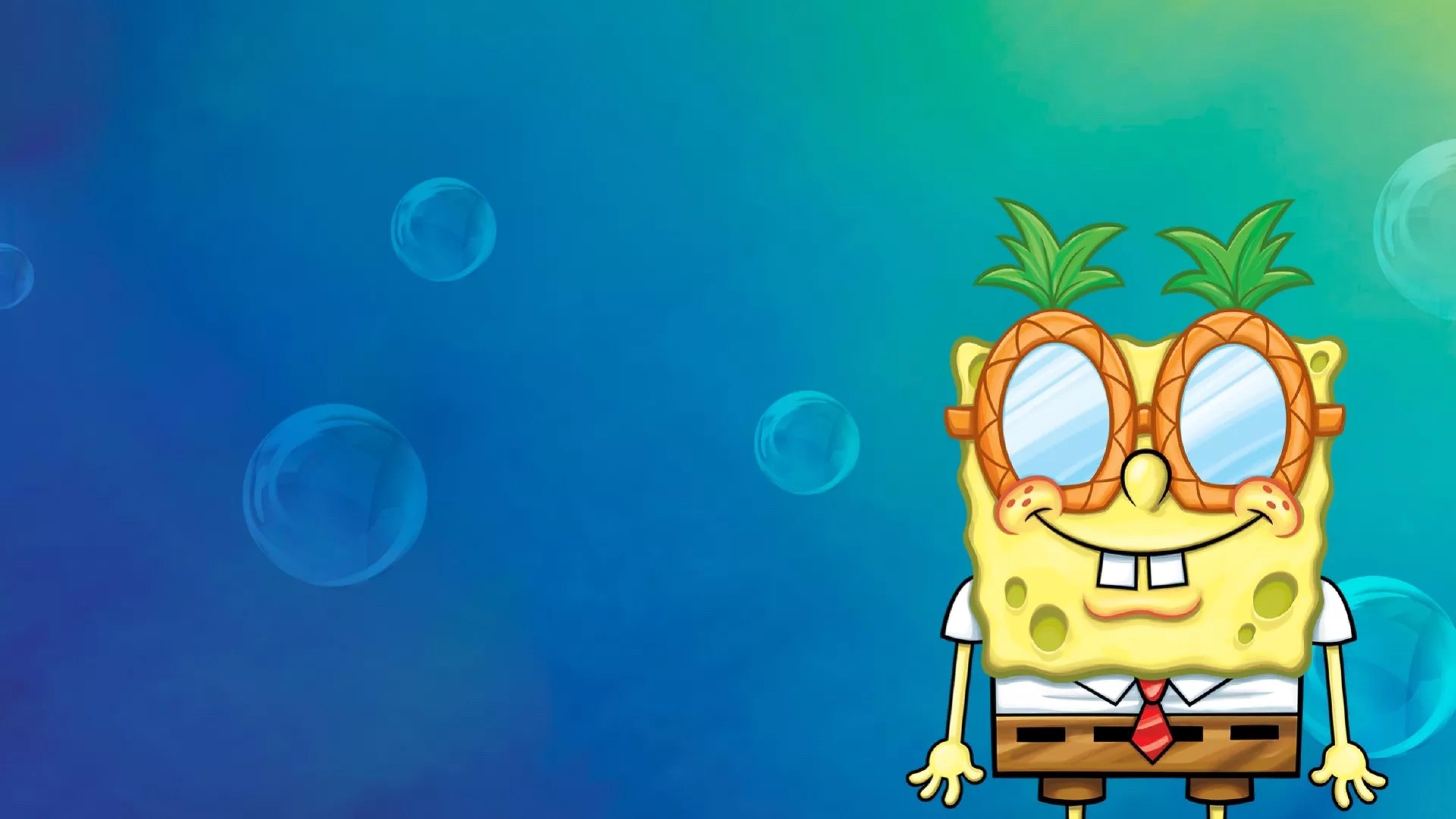SpongeBob wearing pineapple eye glasses