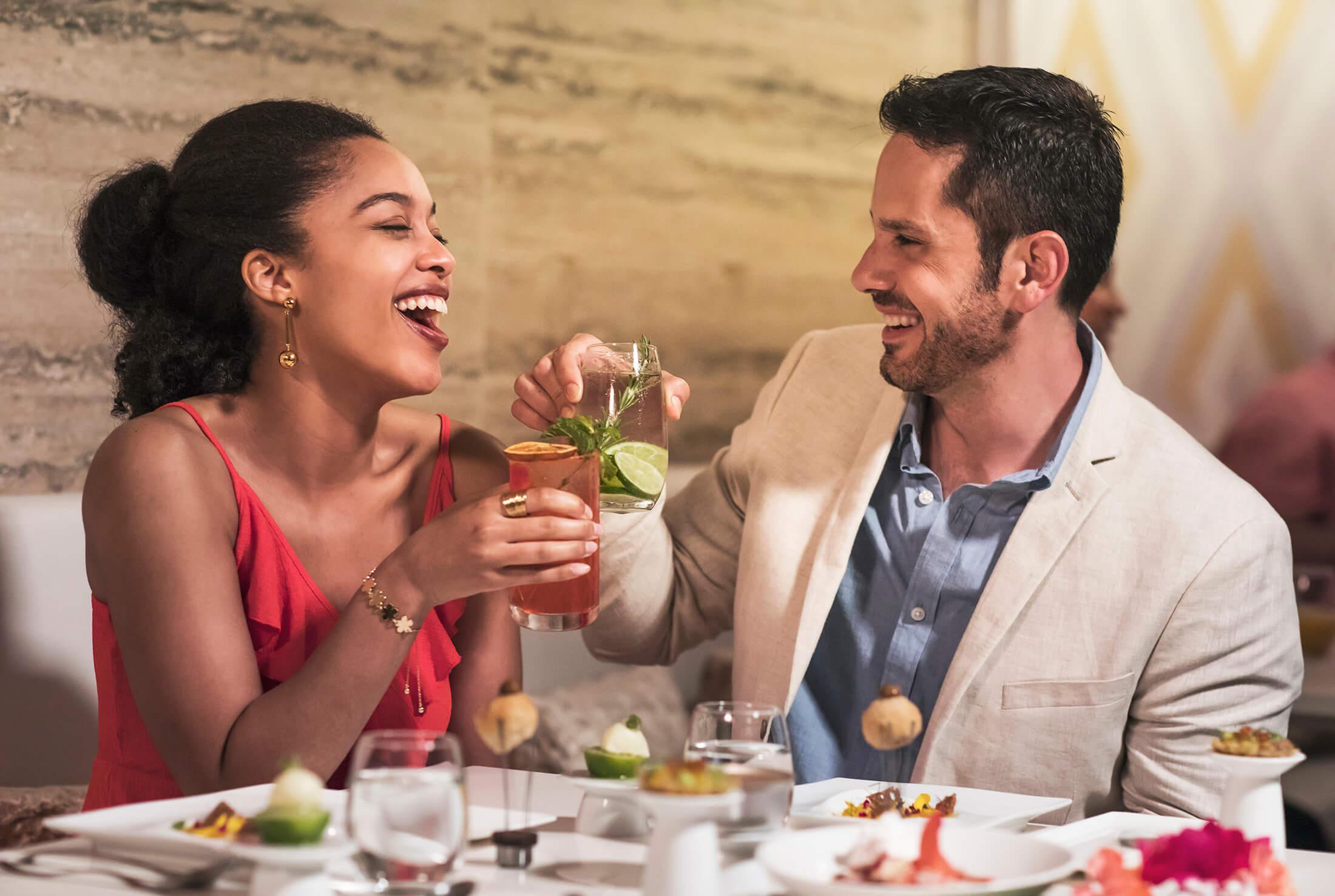 Couple having drinks at restaurant