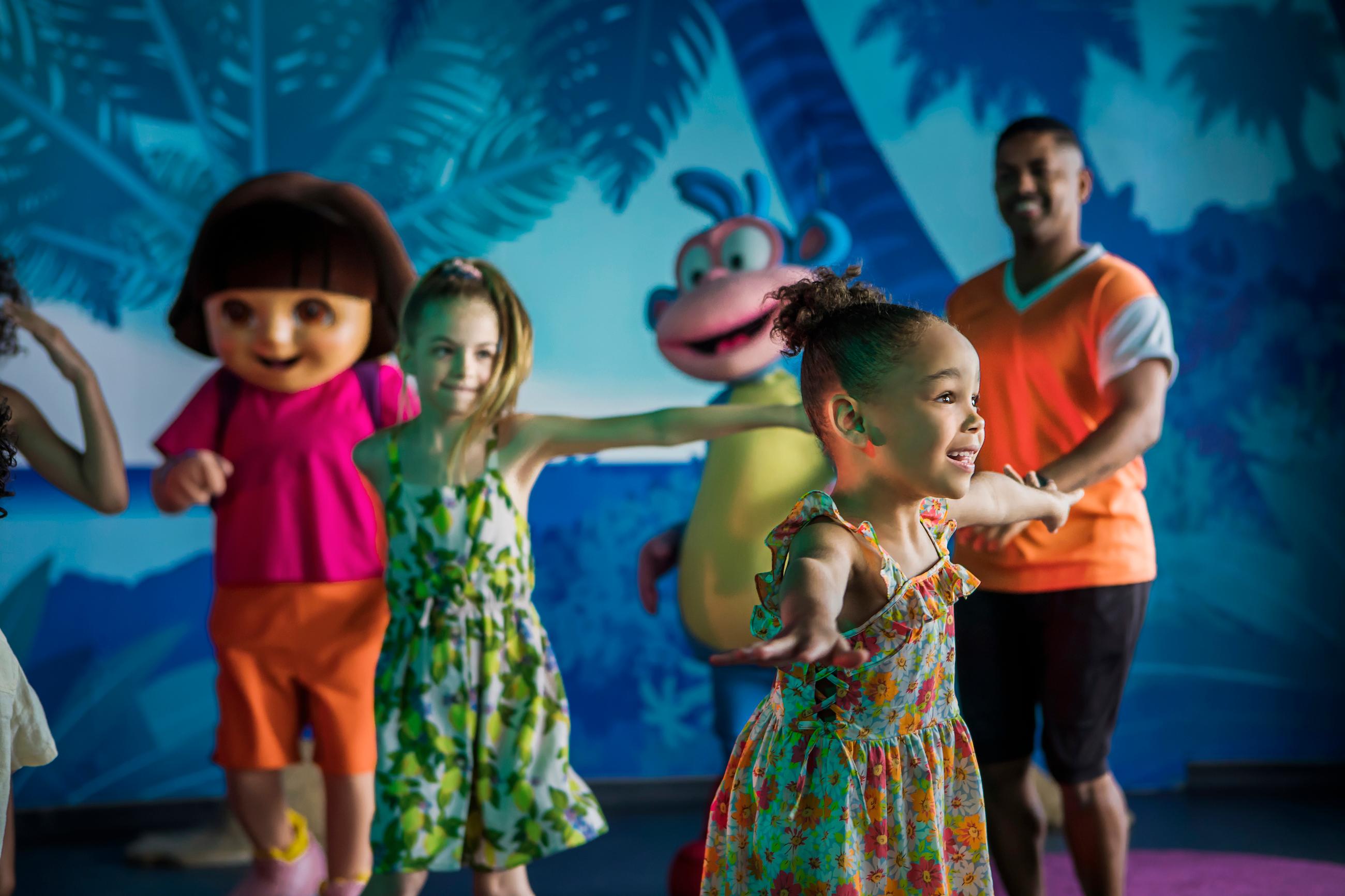 Children have fun dancing with Nickolodeon characters