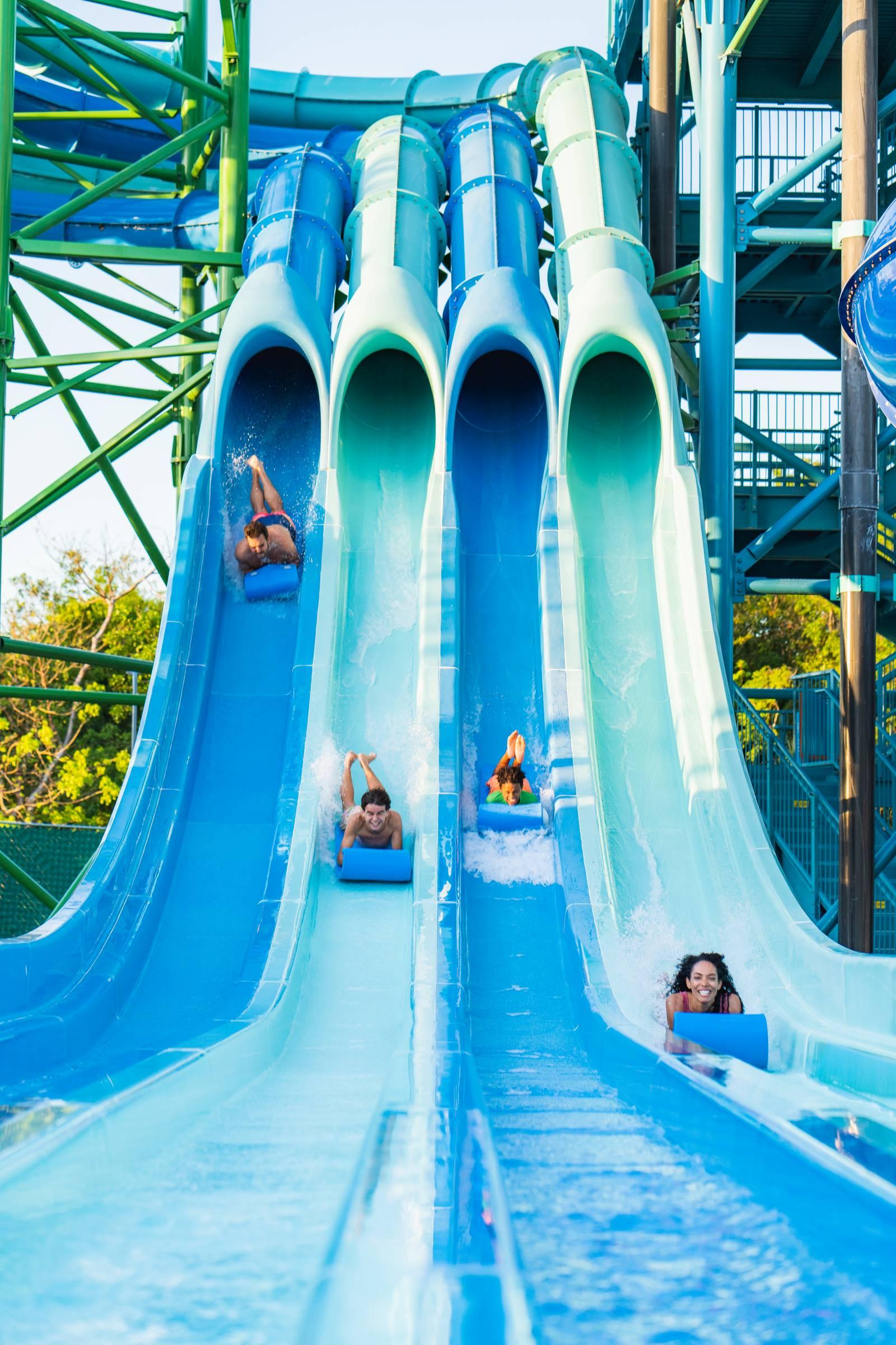 children in water slide