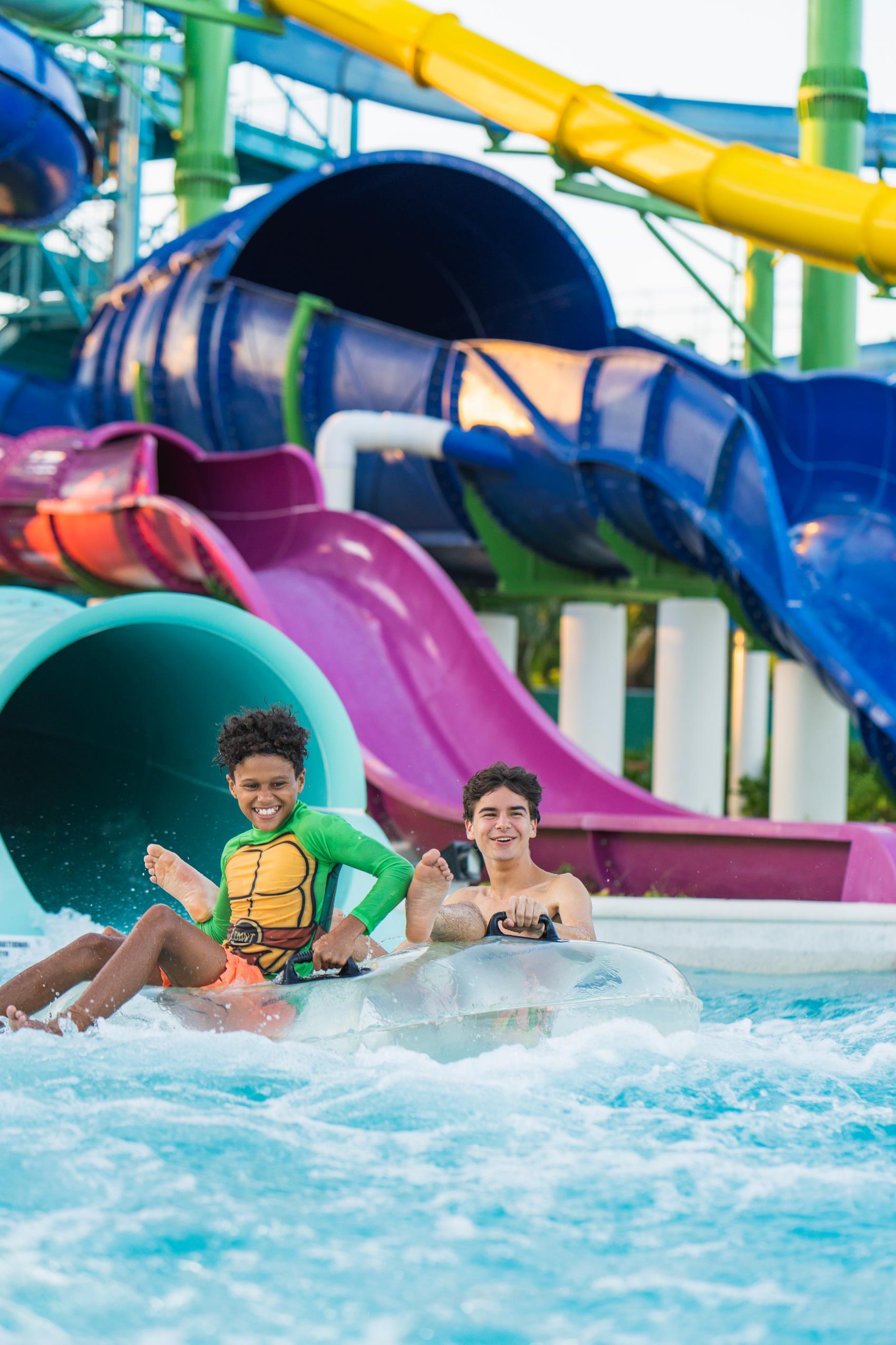 kids playing in water slide