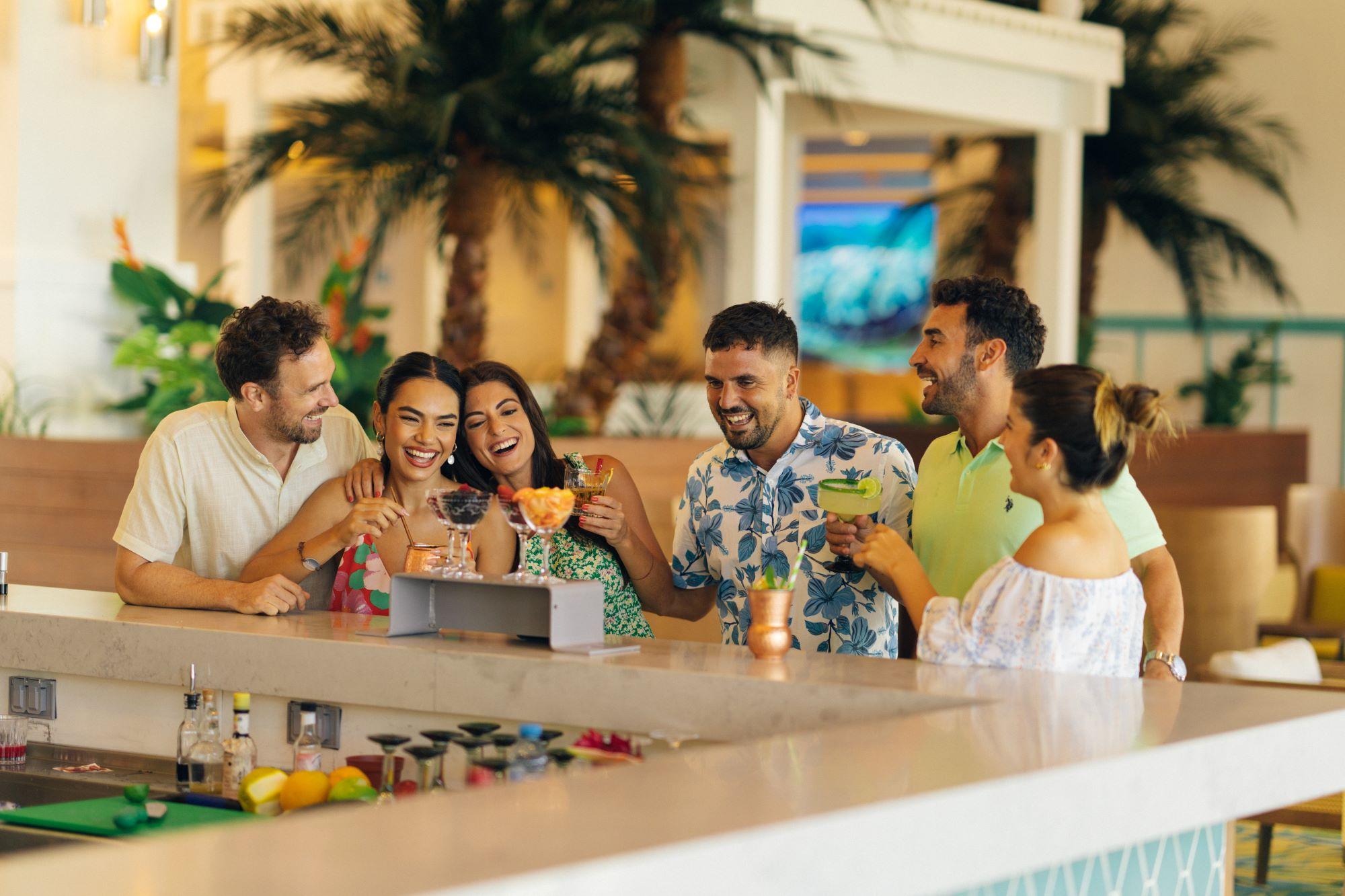 group of friends in a bar