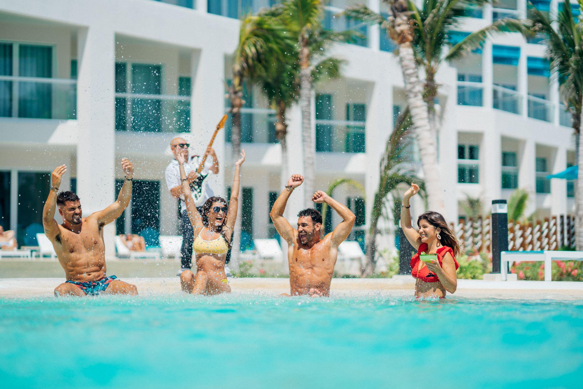 group of friends in a pool