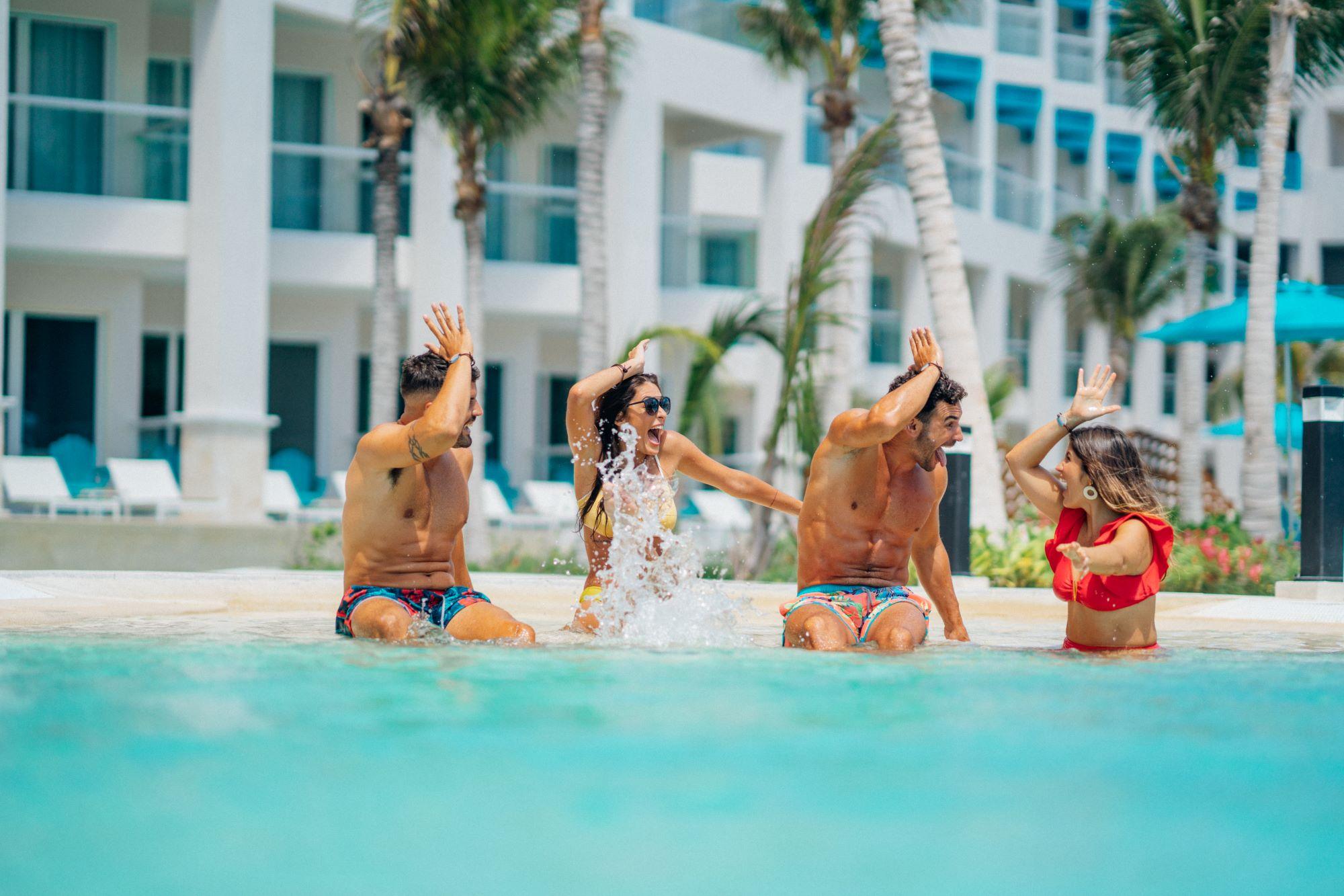 group of friends in a pool