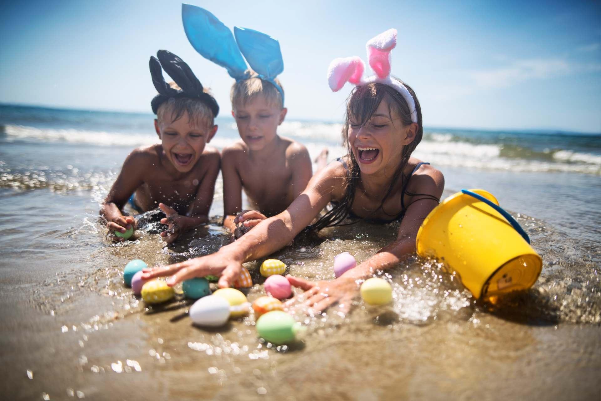 easter decoration on the beach