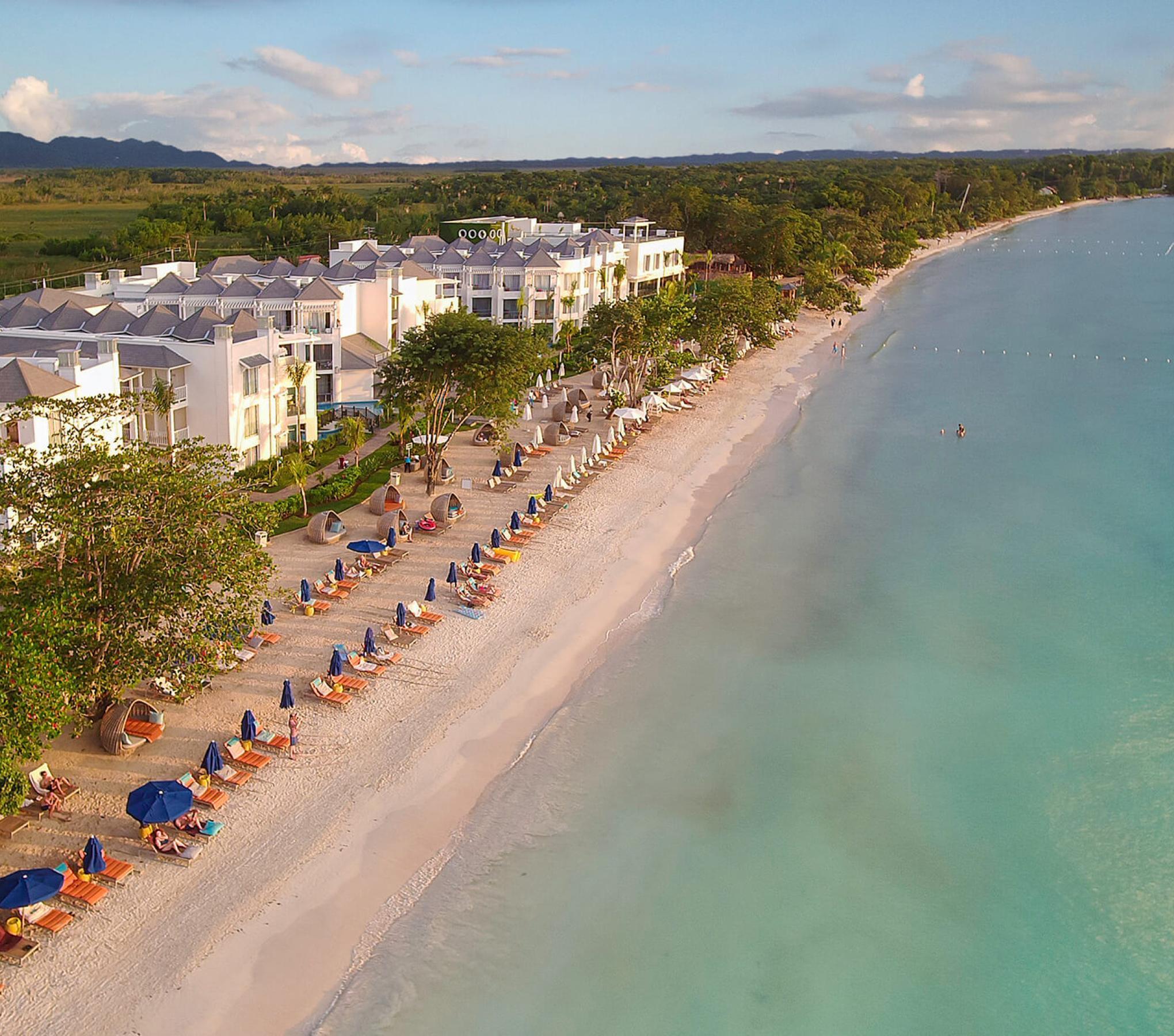 Azul Negril drone view of beach