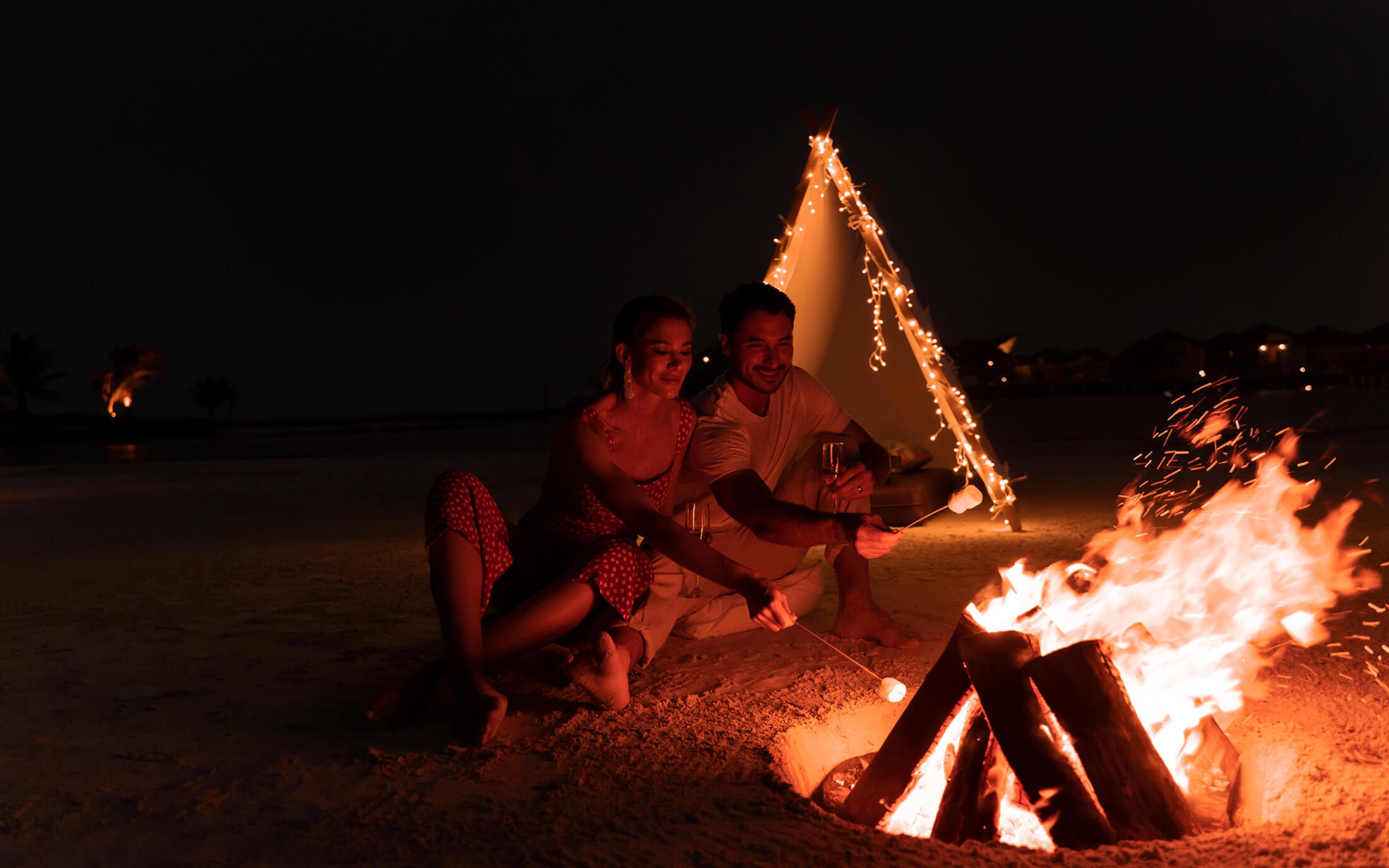 A beach bonfire