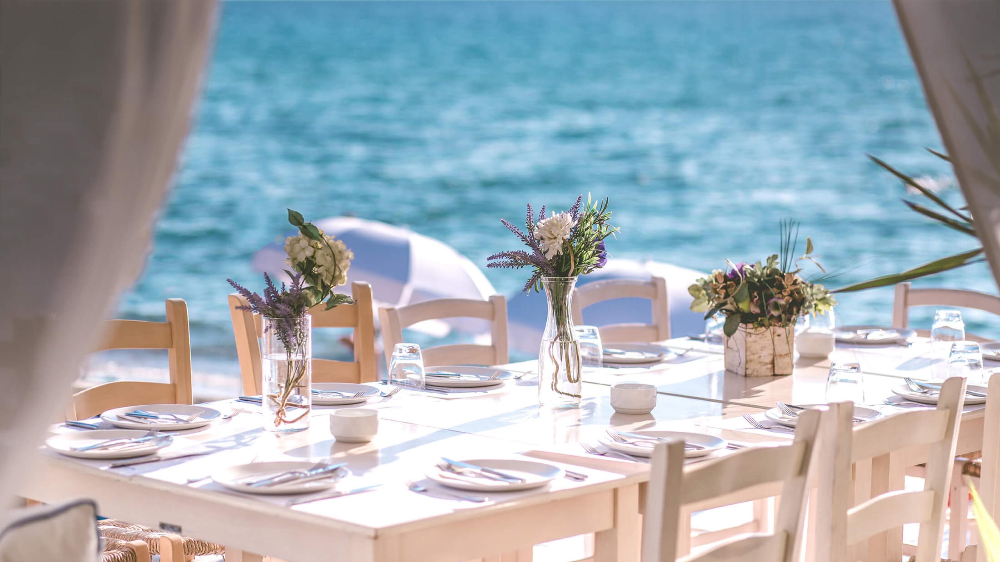 wedding dinner table on beach