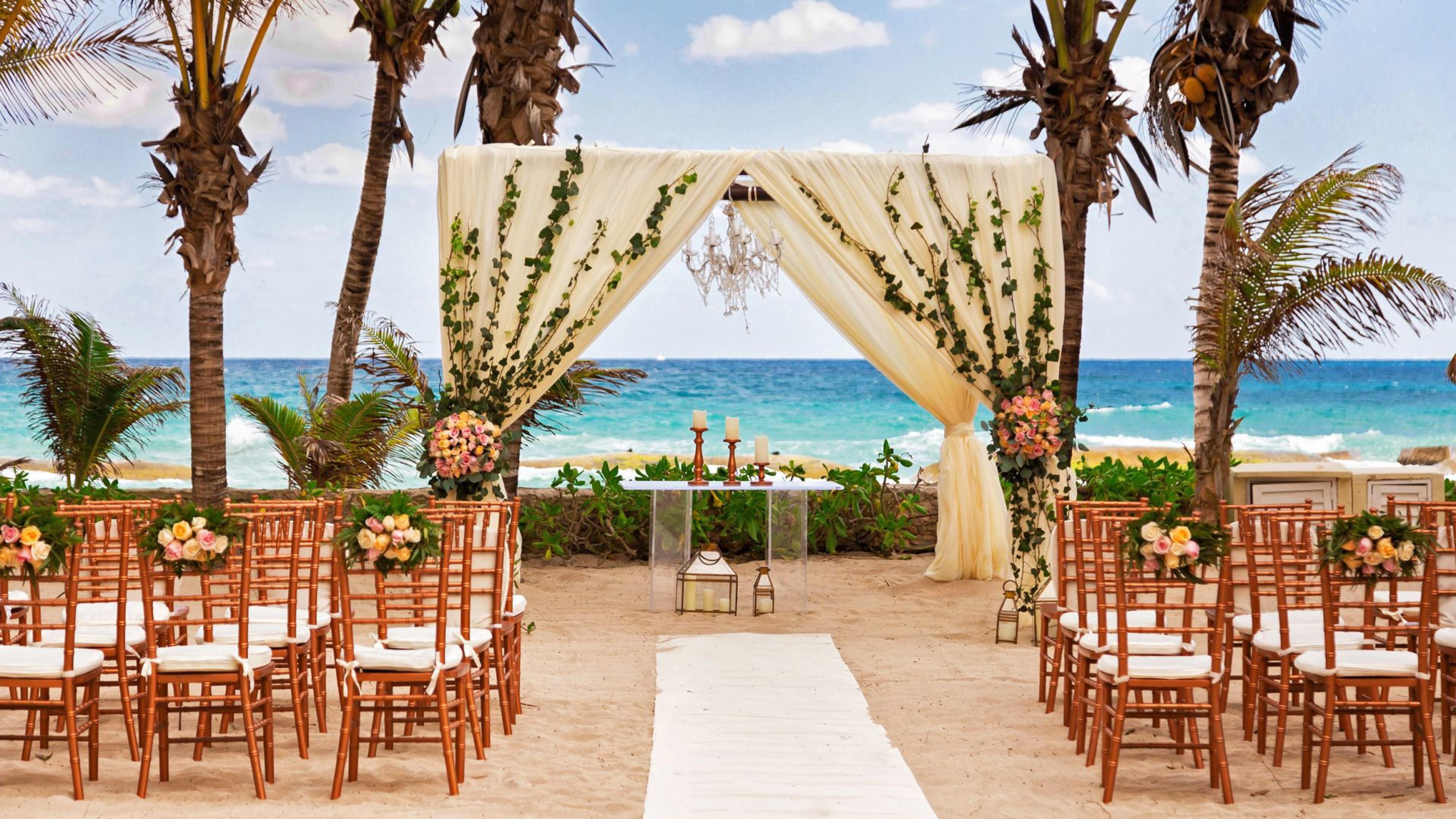wedding setting on beach
